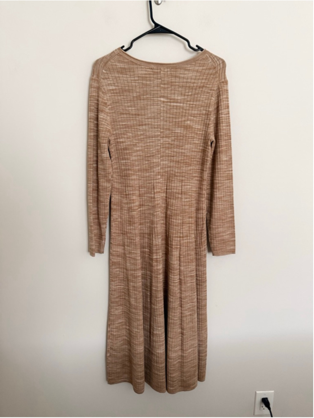 Banana Republic Ribbed Knit Midi Dress Petite L NWT Neutral Taupe Minimalist - Picture 3 of 12